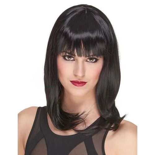 Accessoire De Tête Pour Déguisement - Perruque Luxe Noire Mi-Longue Femme - 170g