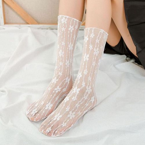 Chaussettes Ultra-Fines En Dentelle Transparente Pour Femmes,Chaussettes D'équipage En Maille Creuse,Style Japonais,Rétro,Longues,Kawaii,Harajuku,Sexy,Mode,Été