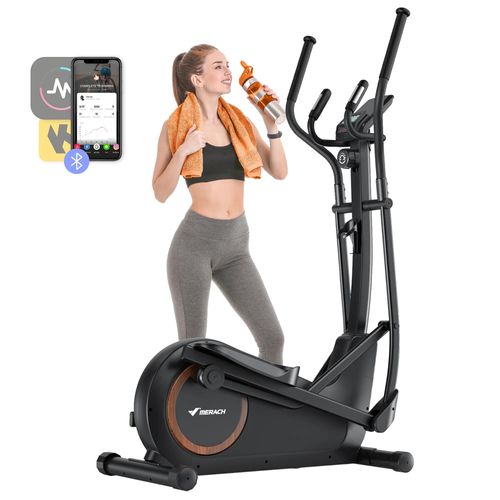 Vélo Elliptique Magnétique Merach, 16 Niveaux, Foulée 42 Cm, 150 Kg Max, Écran Lcd, Capteur Cardio, Support Tablette & Gourde