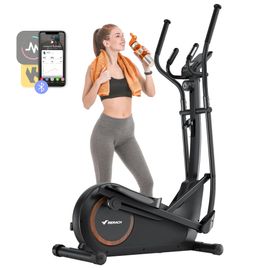 Vélo Elliptique Magnétique Merach, 16 Niveaux, Foulée 42 Cm, 150 Kg Max, Écran Lcd, Capteur Cardio, Support Tablette & Gourde