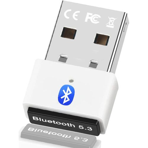 NAERYUTYI-Usb Bluetooth 5.3 Dongle De L'Adaptateur Pour Pc,Longue Distance/100M Adaptateur Bluetooth Usb Dongle Bluetooth Récepteur Bluetooth Pour Écouteurs Clavier Souris Prend Charge (White)