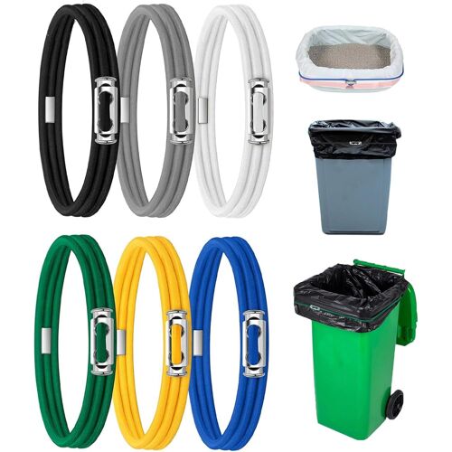 KALANKA-6 Pcs Ceinture de Sac à Ordures de Cuisine,Elastique Caoutchouc,Bandes de sac Poubelle de Ccuisine Pour des Poubelles de 13 à 30 Gallons,Peut Maintenir les Sacs Poubelles en Place