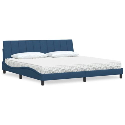 vidaXL Lit avec matelas bleu 200x200 cm tissu