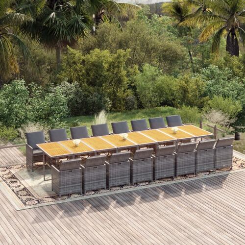 Vidaxl Ensemble À Manger De Jardin 17 Pcs Et Coussins Résine Tressée