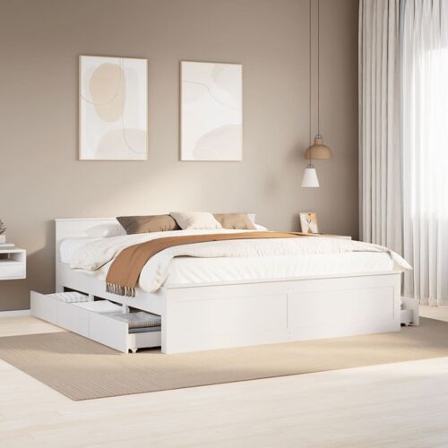 vidaXL Cadre de lit sans matelas avec tête de lit 200x200 cm bois pin