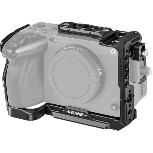 NEEWER Cage pour appareil photo FX3/FX30 avec pince de câble HDMI, rail OTAN, trous de positionnement ARRI 3/8", filetage 1/4", compatible avec poignée XLR Sony FX3 FX30, compatible avec le cardan DJI