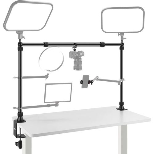 NEEWER NK002 Support pour Appareil Photo avec 2 rotules Super Clamp/Support de téléphone Portable/Appareil Photo, Support Multi-appareils, Plate-Forme, trépied, Hauteur réglable, Charge maximale 12