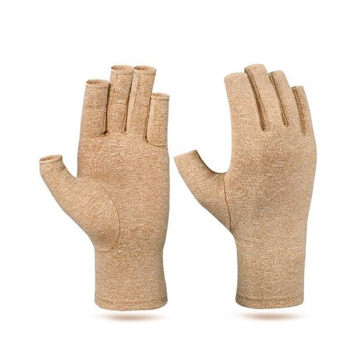 1 Paire De Gants Anti-Pression Demi-Doigts Beige