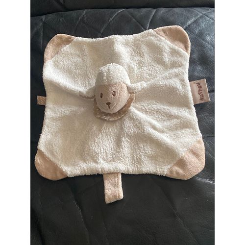 DOUDOU PLAT MOUTON NATTOU CAPPUCCINO BEIGE BLANC 26 CM