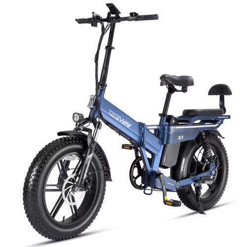 Vélo Électrique Pliable Tesway X7 20'' 1200w 48v 30ah 45km/H 140km Double Suspension -Bleu