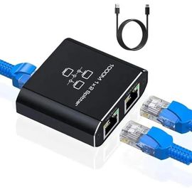 Switch Ethernet 2 Port,Switch RJ45 Splitter 1000 Mbps,Switch Réseau Double RJ45 pour Ordinateur,Hub,Commutateur,Routeur,etc