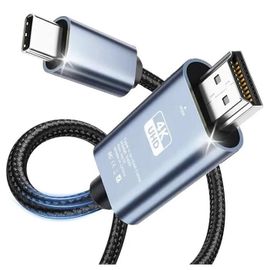 Câble Usb C Vers Hdmi 4K 60Hz Type C( Thunderbolt 3) Vers Hdmi Pour Surface,Macbook,Imac,Ipad,Dell,Hp,Lenovo,Galaxy,Huawei - 2M