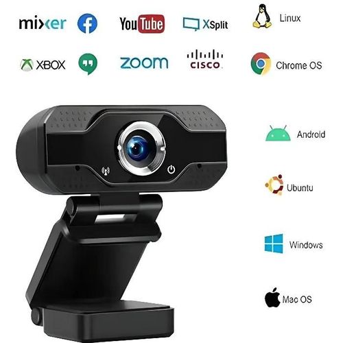 Webcam 1080P Full HD Live Streaming avec Anti-bruit et USB Caméra Web PC Plug et Play pour Vidéo et Enregistrement