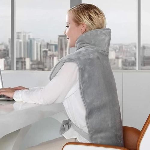 Coussin Chauffant Électrique pour Le Dos Les Épaules la Nuque 58* 94 cm Ultra Douce Lavable avec 6 Niveaux de Chauffage