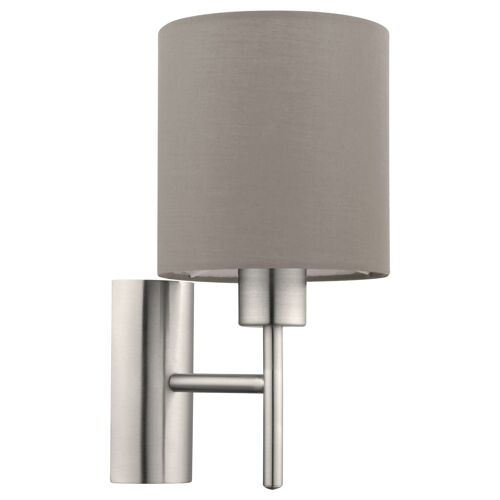Eglo Pasteri - 1 Applique Murale Nickel Satiné Avec Abat-Jour En Tissu Taupe, E27