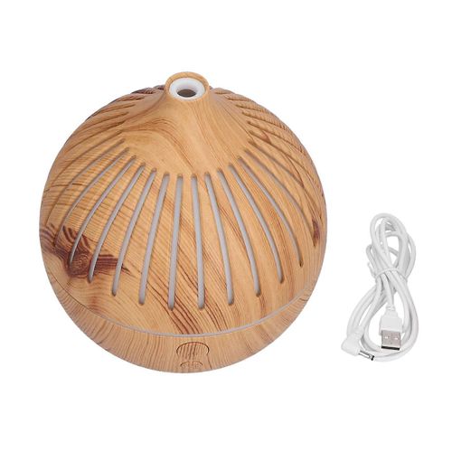 Humidificateur d'air aromatique 180ml Humidificateur de veilleuse creuse Humidificateur de grain de bois alimenté par USB