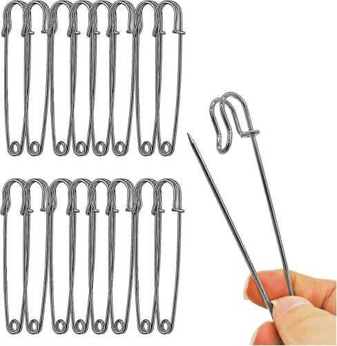 Pack De 15 4 » Épingles À Nourrice Extra Larges Pour Vêtements, Cuir, Toile, Couvertures, Artisanat, Jupes, Kilts (Brillant)