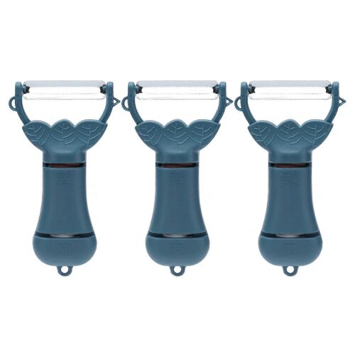 3pcs Éplucheur De Fruits Lame En Acier Inoxydable Multifonctionnel Peeling Outils De Broyage Ustensiles De Cuisinebleu Foncé