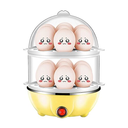 Cuiseur À ?Ufs Double Couche Capacité De 14 ?Ufs Cuiseur À ?Ufs Durs Bouilloire À ?Ufs Électrique Anti-Sec Avec Tasse À Mesurer De 40 Ml Légumes À La Vapeur