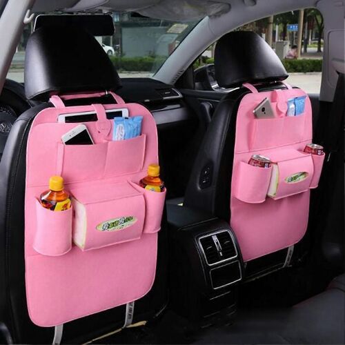 Sac De Siège Arrière De Voiture Résistant À La Saleté Nettoyage Facile Organisateur De Siège Arrière De Voiture Pratique Sac De Rangement De Voiture Rose