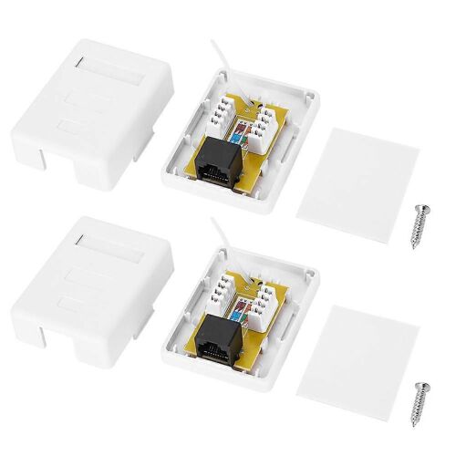 2pcs RJ45-8P8C CAT6 Réseaux À Port Unique Câblage Boîte De Jonction D'information De Bureau Monté En Surface
