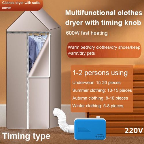 Minuterie électrique chaussures sèche-linge ventilateur à Air chaud chauffage lit plus chaud vêtement cuisson garde-robe déshydrateur déshumidificateur ventilateur de che - Type Blue and suit cover