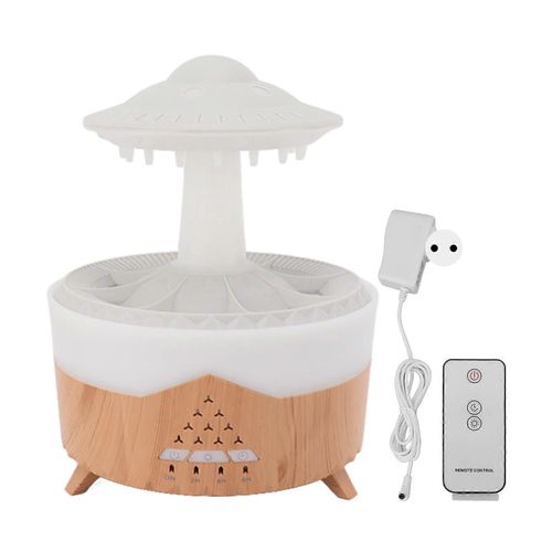 Humidificateur UFO Raindrop avec lumières colorées Télécommande Minuterie Humidificateur Humidificateur d'arômes 100240V Grain de bois Prise UE