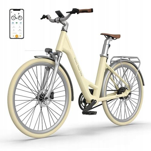 Vélo Électrique Ado Air 28 250w 36 V/9,6 Ah 25 Km/H Autonomie Maximale 100 Km 28*18'' Hydraulique +App - Jaune Crème Clair