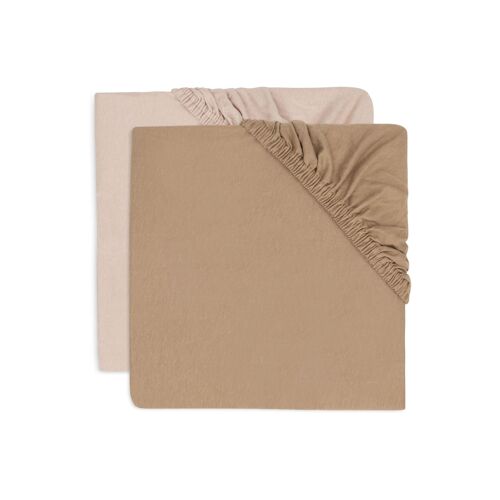 Lot De 2 Draps Housses 70x140 Cm Jersey Wild Rose Et Biscuit - Jollein