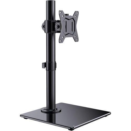 TUHU-Support De Moniteur Pour Écran Plat & Incurvé 13-32 Pouces,Support De Moniteur Avec Socle En Verre Trempé Stable,Réglable En Hauteur,Inclinable,Pivotant,Rotatif,Vesa 75/100Mm