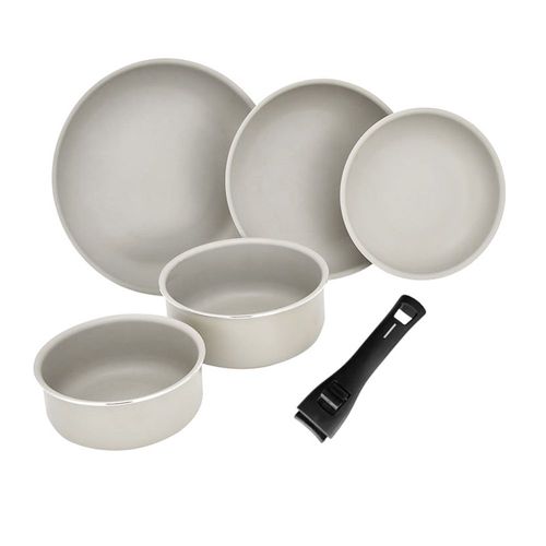 Batterie De Cuisine AntiadhéSive, PoignéE Amovible, Pot Pour BéBé, Pot à Lait, PoêLe à Frire Domestique, 6 PièCes