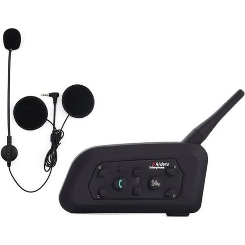 Intercom Moto Vnetphone V6-1200 Sans Fil Radio Oreillette Bt Étanches Avec Micro 1200m Pour 6 Motards /Amateurs De Ski