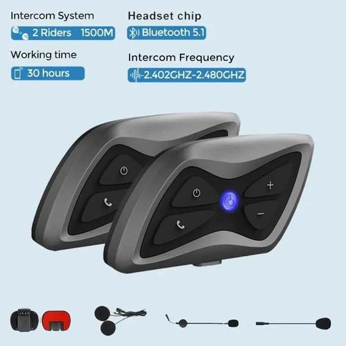 Intercom Moto Bluetooth 2pcs - Interphone Pour Casque Moto Sans Fil - 1500m Etanche Ip65 - Contrôler Des Appels