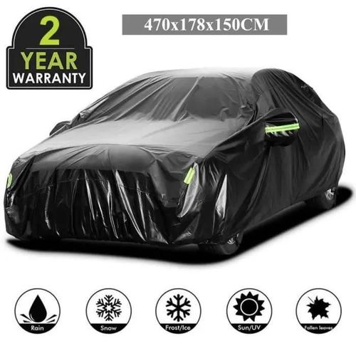 Bâche Voiture - 470x178x150cm - Housse De Protection Sedan 210t Étanche Couverture Voiture Exterieur Impermeable - Noir