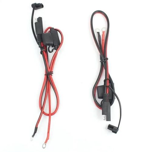 Foxsur 2pcs Sae Chargeur De Batterie De Moto Câble De Charge Sae Déconnexion Rapide Fiche À Fusible De Borne À Anneau 12v