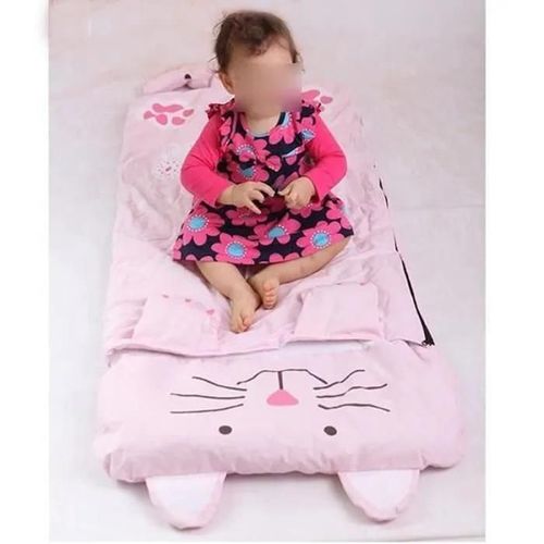 Sac De Couchage Enfant Duvet Enfant Avec Oreiller - Chat Rose - 140*60cm - Camping