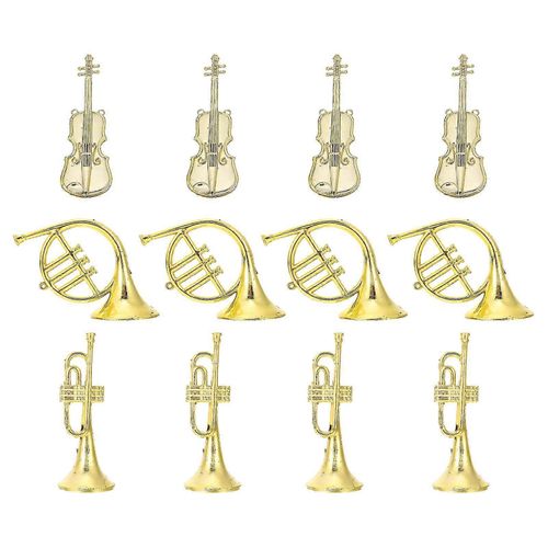 12 Pcs Maison Ornement Violon Ornements Instrument Noël Ornements Miniature Instrument Ornements Trompette Ornements
