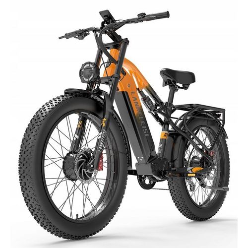 Vélo Électrique Tout-Terrain Lankeleisi Mg800 Max, 1000 W X 2 Moteurs Doubles, Batterie Samsung 48 V 20 Ah, Pneus Larges 26 Pouces, 48 Km/H, Autonomie Maximale 130 Km - Orange