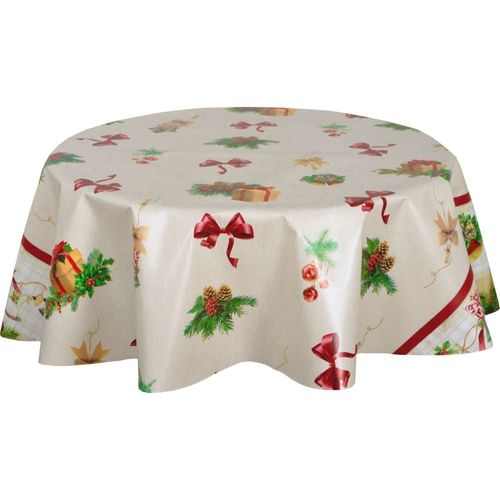 Nappe En Toile Cirée Ronde Écru D.135 Cm