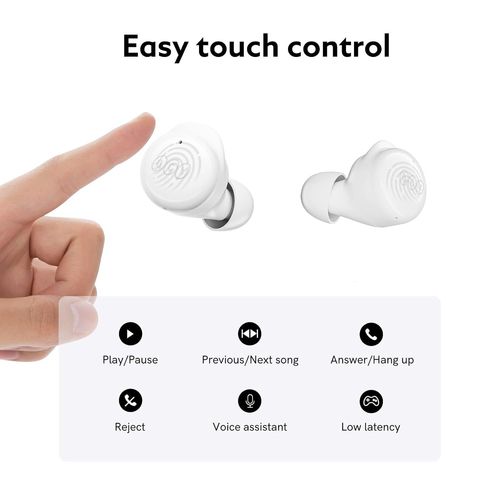 Écouteurs Sans Fil,T17 Petits Écouteurs Intra Auriculaires,Oreillette Bluetooth 5.1 Avec Micro Stéréo,Enc Réduction Du Bruit,Autonomie Jusqu'À 26H,Latence Faible,Contrôle Tactile,Blanc