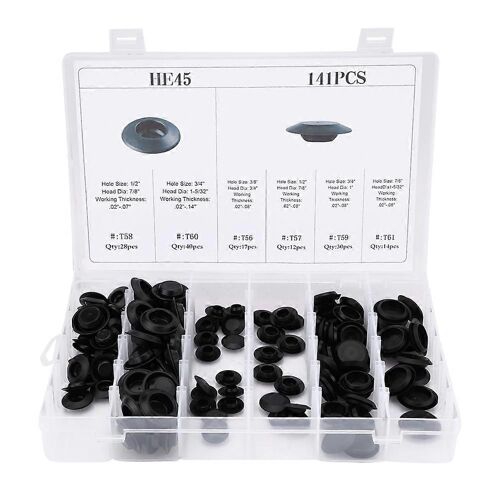 141pcs 6 Tailles Assorties Voiture Encastrée Trou Bouchons Auto Carrosserie Tôle Métal Trou Attache Bouchon
