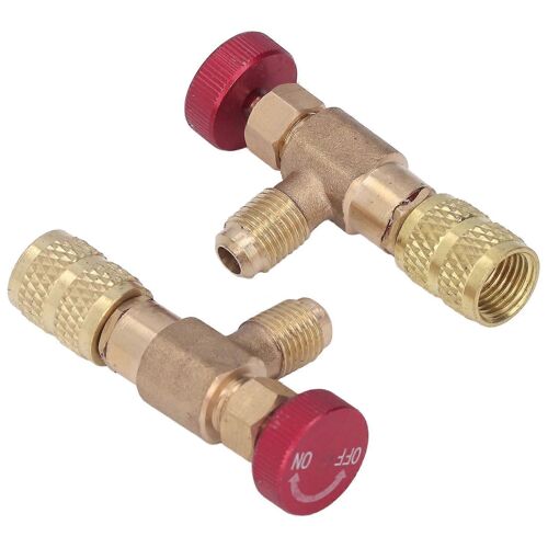 2PCS Vanne de contrôle de réfrigération 1/4SAE Filetage mâle 5/16SAE Adaptateur de soupape de charge de réfrigérant à filetage femelle pour R410A