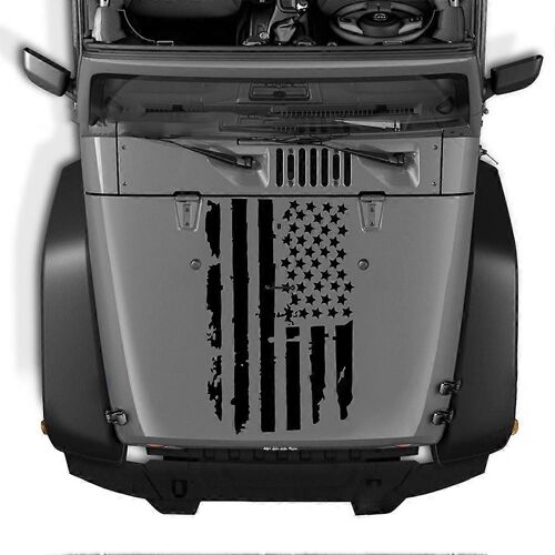 Imperméable À L'eau Anti-Rayures Drapeau Américain Vinyle Capot De Voiture Autocollant De Couvercle De Moteur Autocollant Pour Jeep Wrangler Jk Tj Yj