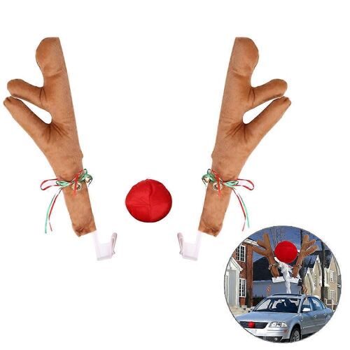 Voiture Automatique Renne Bois Et Nez Ensemble Pour Vitre De Voiture Toit Et Calandre Renne Voiture De Noël Costume Accessoires Automobiles