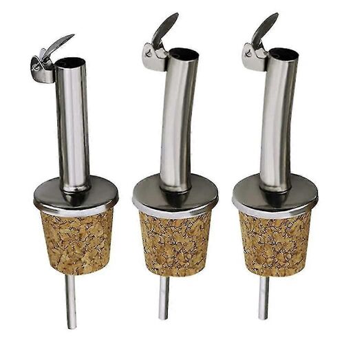 3 Pcs En Acier Inoxydable Liège Huile D'olive Verseurs De Bouteille D'huile Becs Distributeur De Vinaigre Avec Capuchon Supérieur À Charnière Pour Le Vin