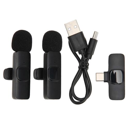 Microphone cravate sans fil Un remorquage remorquage deux Plug and Play Réduction du bruit Mini microphone cravate pour l'enregistrement en direct Stream K9 Type C