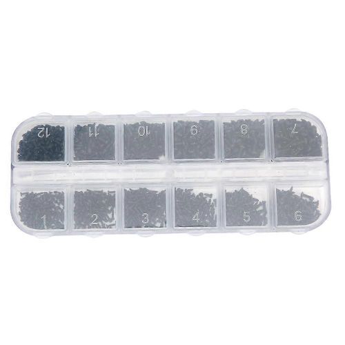 1200Pcs Vis Autotaraudeuse Tête Ronde Croix Argent Noir Acier Carbone Raccords M1 M1.2 M1.4 M1.7 (1200Pcs Noir Vis Set Box B Type)