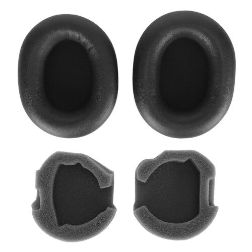 Coussinets d'oreille de casque Cuir de protéine Isolation phonique Coussinets d'oreille en éponge de mousse à mémoire de forme pour casque sans fil WH 1000XM5 Noir