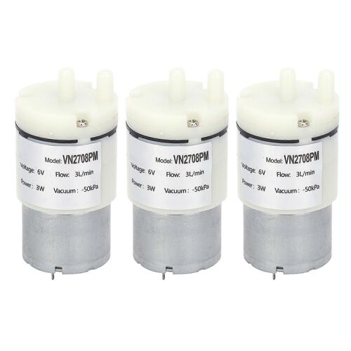 3Pcs Micro Membrane Pompe Mini Aspirateur Eau Air Moteur pour Aquarium DC 6V (VN2708PM