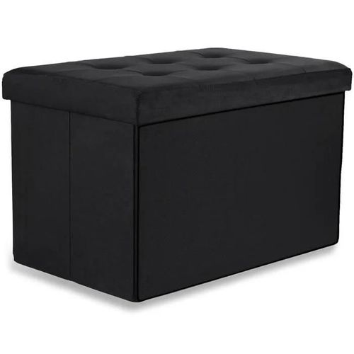 Pouf Pliant Ravello Xl Avec Boutons - 60x38x38cm Velours Noir